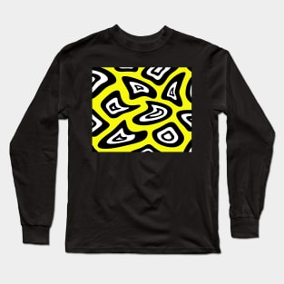 Abstract pattern - yellow, black and white. Long Sleeve T-Shirt